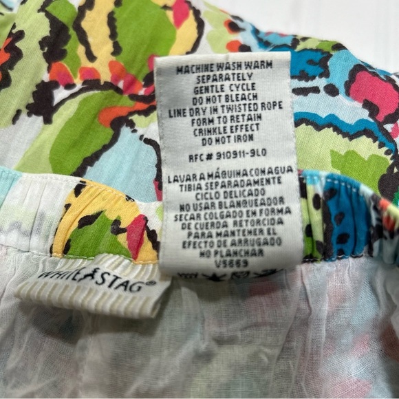 White Stag Women Large 12-14 MultiColor Crinkle Prairie Long Summer Lined Skirt - Picture 7 of 9